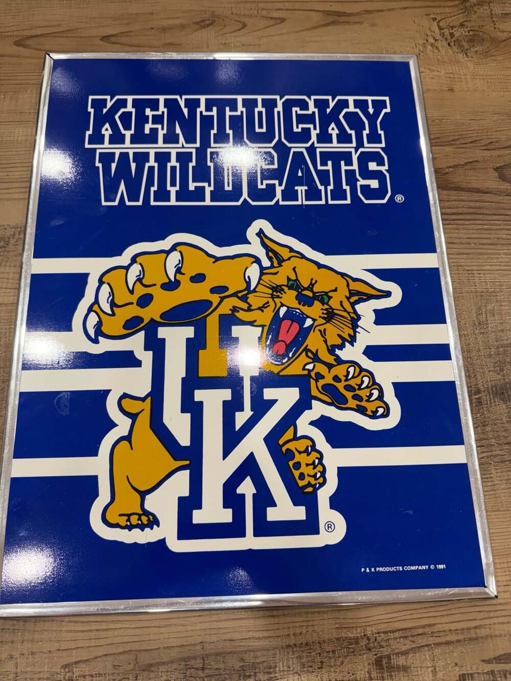 Vintage 1991 Kentucky Wildcats P & K Products Framed Sign